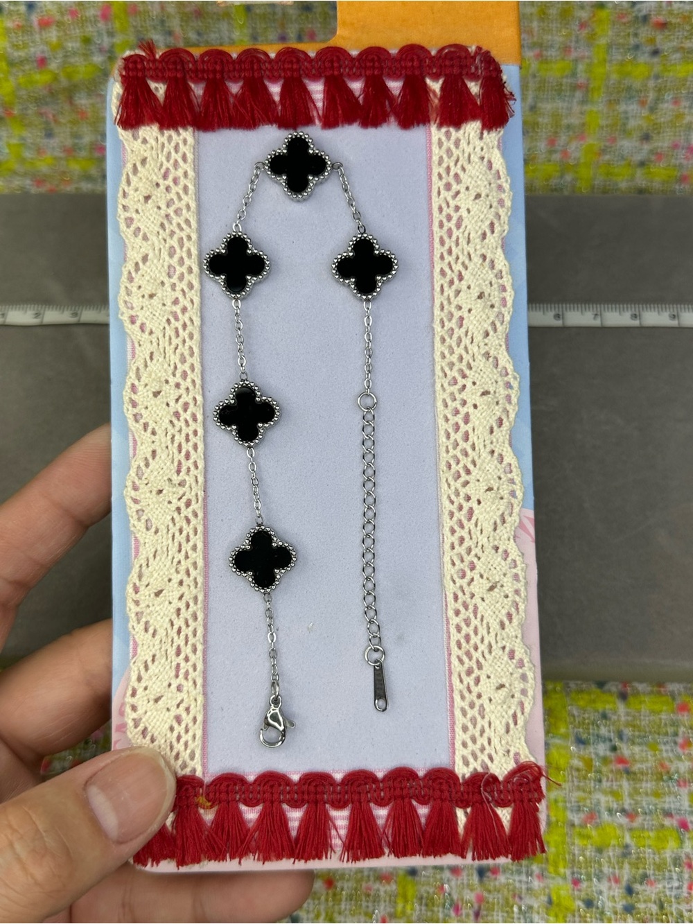 Black Clover-Link Silver Chain Bracelet - Women Jewelry